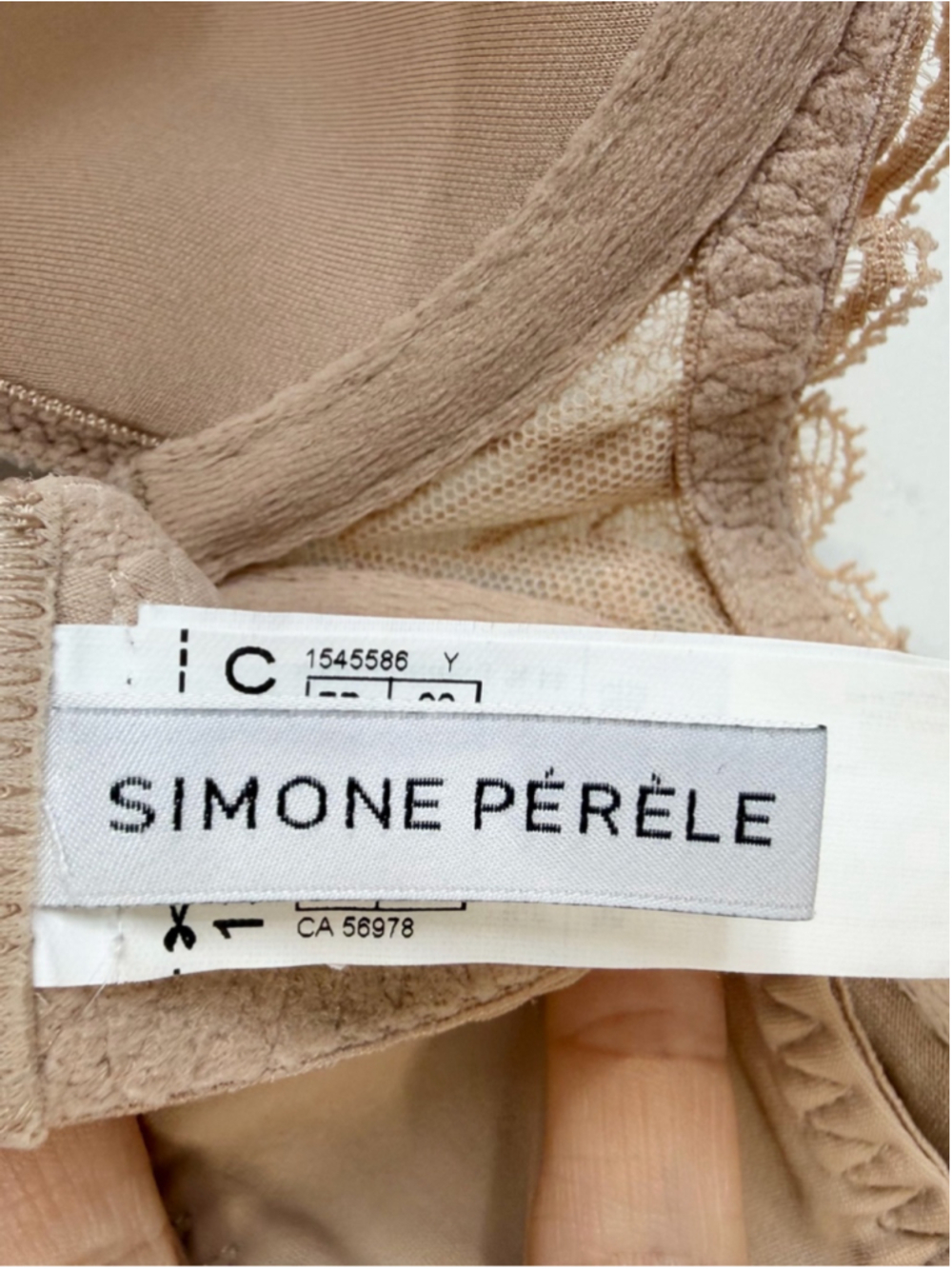 Simone Perele Paris beige tan Amour 3D plunge underwire spacer t shirt bra 34 C - Picture 14 of 16